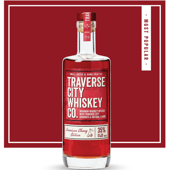 American Cherry Edition whiskey bottle, Traverse City Whiskey Co.