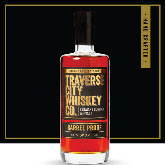 BARREL PROOF Bourbon bottle, Traverse City Whiskey Co.