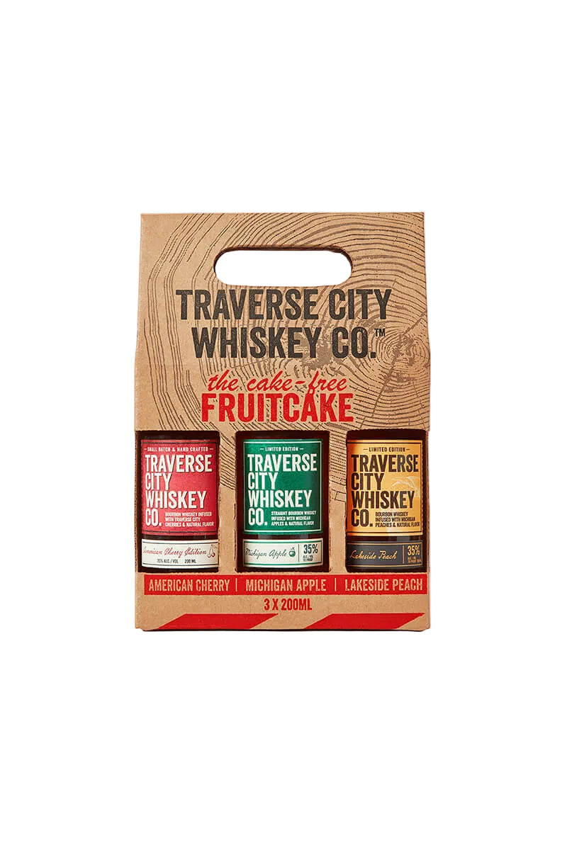 The Cake-Free Fruitcake Kit: American Cherry, Michigan Apple and Lakeside Peach, 3 x 200ml – Traverse City Whiskey Co.